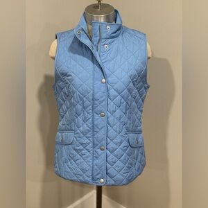 Talbots Light Blue Petite Quilted Vest Zip Up Jacket Small Petite New w/ Tags